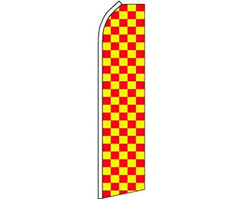 K's Novelties Red  and  Yellow Checkered Super Super Feather Advertising Flag