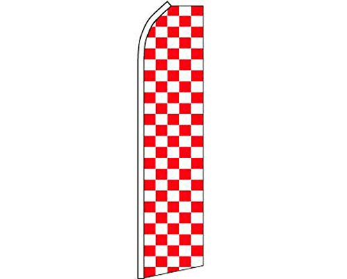 K's Novelties Red  and  White Checkered Super Super Feather Advertising Flag