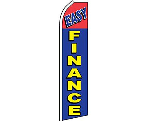 K's Novelties Easy Finance Red  and  Blue  and  Yellow Swooper Super Feather Store Front Flag