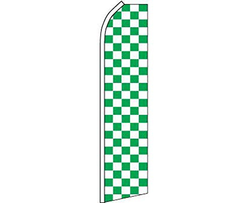 K's Novelties Green  and  White Checkered Swooper Advertising Flag