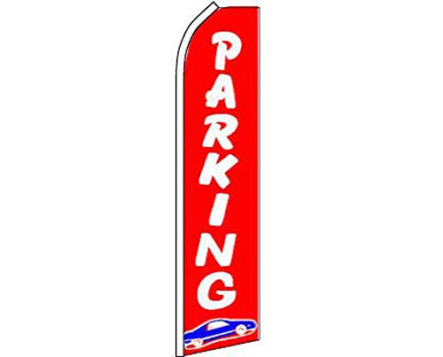 K's Novelties Parking Red White Swooper Super Feather Advertising Flag