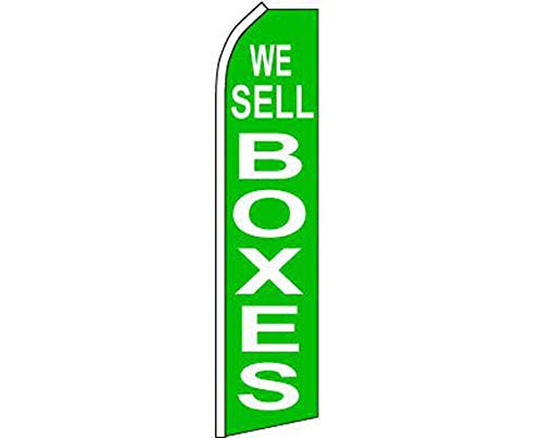 K's Novelties We Sell Boxes Green  and  White Advertising SWOOPER Advertising Flag