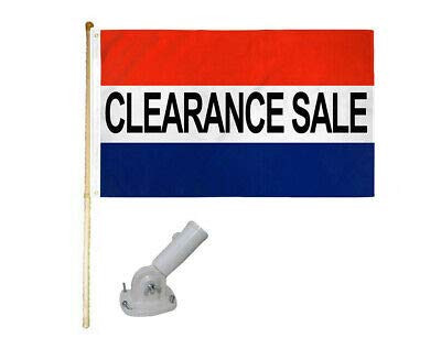 K's Novelties 5' Wooden Flag Pole Kit W Nylon White Bracket 3x5 RWB Poly Flag