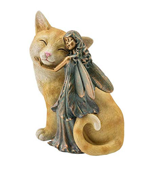 Plow  and  Hearth Fairy and Cat Garden Statue _ 5.5 L x 4.25 W x 7 H