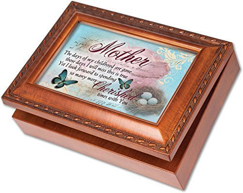 Mother Rich Woodgrain Finish Jewelry Music Box - Plays Wind Beneath My Wings