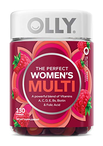 OLLY Women's Multivitamin Gummy_ Vitamins A_ D_ C_ E_ Biotin_ Folic Acid_ Chewable Supplement_ Berry Flavor_ 65_Day Supply _ 130 Count _Packaging May Vary_