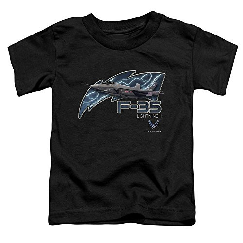 Air Force F_35 Lightning II Lightning Streak Logo Little Boys Tod Tee Black
