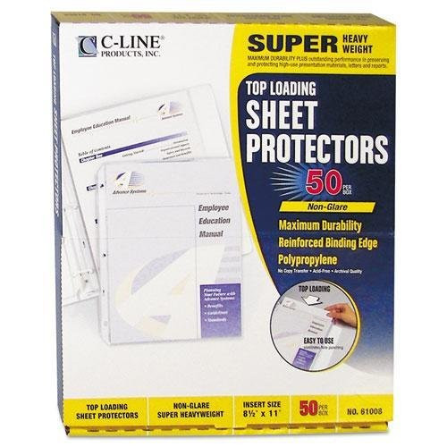 C_Cline 61008 Super Heavyweight Polypropylene Sheet Protector_ Non_Glare_ 11 x 8 1 2_ 50 BX