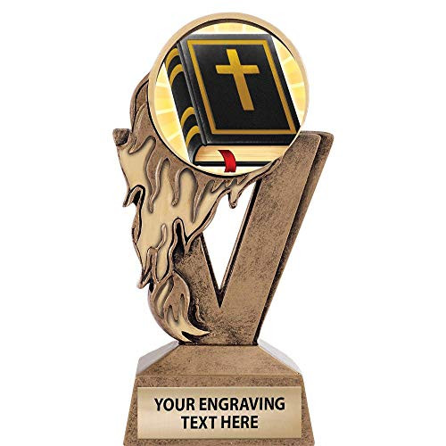 Crown Awards Gold Bible Trophies_ 6.25 inch  H Custom Fireball Bible Trophy