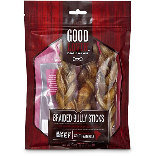 Good Lovin' Braided Bully Stick Dog Chew_ 7_inch_ Pack of 3_ 2.4 OZ