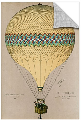 ArtWall 1jdu001a1624p Jules Duruof's The Balloon 'Le Tricolored' Ascending in 1874" Removable Wall Art Mural, 16" x 24"