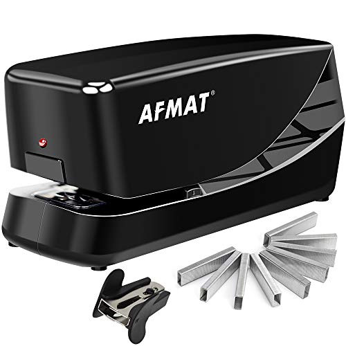 Electric Stapler_ Heavy Duty Electric Stapler Desktop_ 25 Sheets_ AC or Battery Powered Automatic Stapler with 1000 Staples_ with Reload Reminder  and  Release Button_ Black