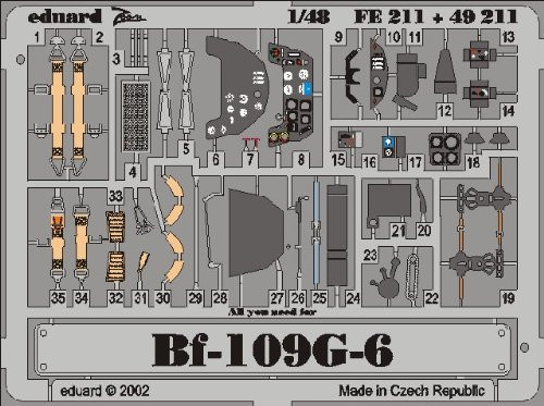 Bf 109 G_6 Color Photo Etch Cockpit Details for Hasegawa model kits _1 48 accessory_ Eduard FE211_