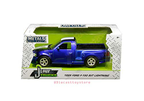 New DIECAST Toys CAR JADA 1 24 W B _ Metals _ JUST Trucks _ 1999 Ford F_150 SVT Lightning _Candy Blue_ 30358_MJ