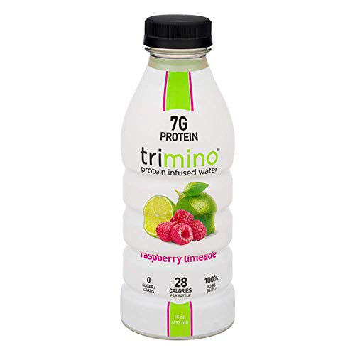 Trimino Protein Infused Water_ All_Natural_ Raspberry Limeade_ 16 Ounce _Pack of 12_