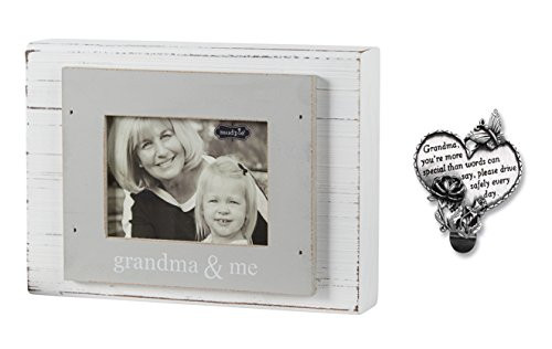 New Grandma Gift Bundle for Grandmother | Grandma and Me Frame from Mud Pie and Youre More Special Than Words Can Say Visor Clip
