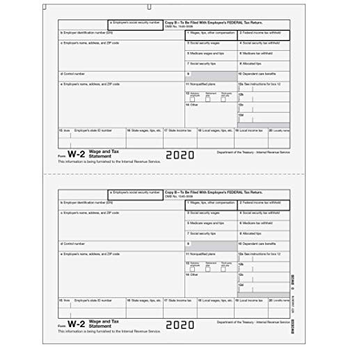 W_2 Employee Federal Copy B for 50 Employees