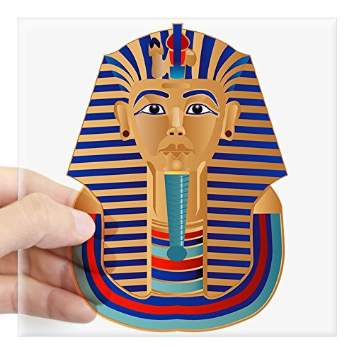 Square Sticker Clear 3 x 3 Inch Egyptian Pharaoh King Tut Tutankhamun