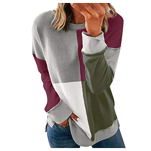 Dylanlla Women's Lightweight Color Block Knit Hoodies Sweaters Loose Long Sleeve V Neck Drawstring Pullover Sweatshirts