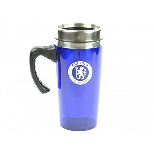 Chelsea FC Official Soccer Travel Mug _One Size_ _Blue Silver_