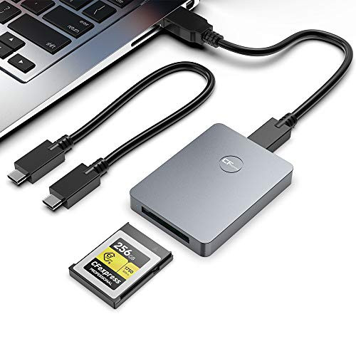CFexpress Card Reader_ Rocketek Portable Aluminum Type_B CFexpress Reader Support USB3.1 Gen2 _10Gbps__ Thunderbolt 3 Port Connection CFexpress Memory Card Adapter Compatible with Windows Mac OS Linux