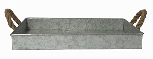 Cheung's FP-3744 Galvanized Metal Rectangular Tray with Rope Handle