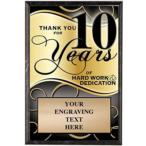 Corporate Plaques _ 5 x 7 Thank You for 10 Years Recognition Trophy Plaque Award