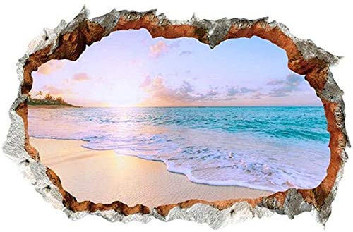 JYKFJ Wall Sticker for Living Room_ DIY 3D Seaside Window Stickers Decoration Removable Wallpaper Vinyl Sticker for Home Bedrooms Bathroom Kitchen Decoration