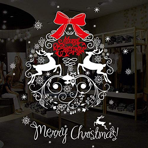 JYKFJ 3D DIY Wall Stickers Christmas Xmas Santa Mural Window Stickers Decoration Decal Removable Wallpaper for Home Living Room Bedroom Bathroom Kitchen Decor