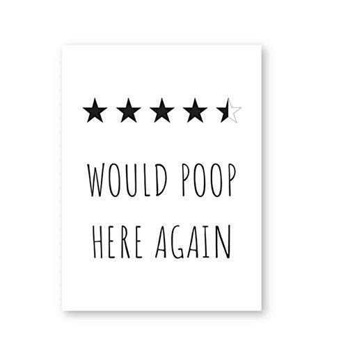 Funny Bathroom Print Would Poop Here Again Bathroom Decor Poop Review Sign Toilet Poster Art Canvas Painting Picture Decor 50x70cm No Frame