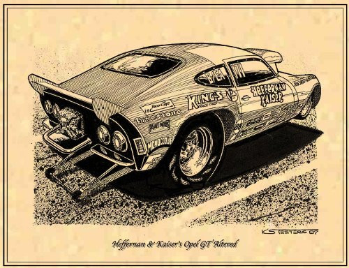 K. Scott Teeters _ Illustrated Corvette Series Heffernan and Kaiser Opel GT Altered Drag Racer