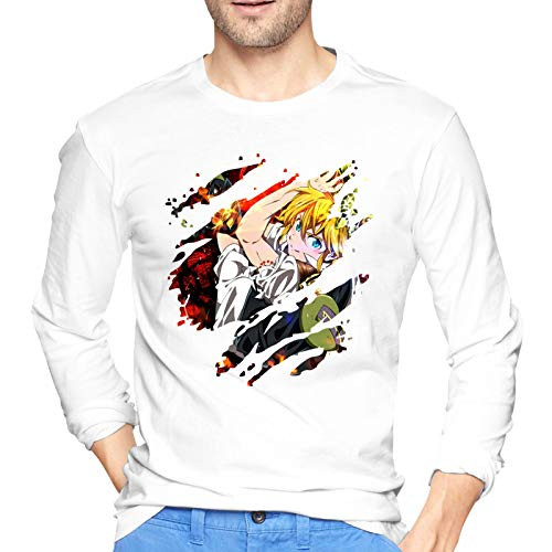 FXNOW Mens Tops Tee Meliodas Seven Deadly Sins Long Sleeve T Shirts White
