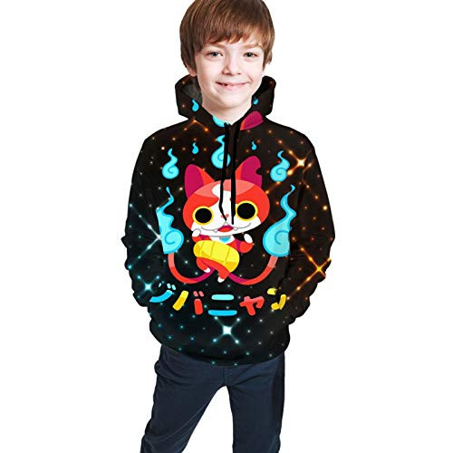 WSMXZDH Yo_Kai Watch Childrens 3D Printed Pullover Hoodies Fashionable Hoody Hooded Sweatshirts for Boys Girls Teen 7_8 Years Black
