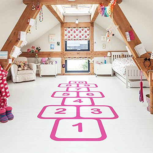 SWORNA Baby Nursery Series Mural Sticker for Children Hopscotch Game Kid Nursery Removable Vinyl Wall Art Decor Floor Decal Sticker DIY Bedroom Kindergarten Living Room School Playroom 77''H X 22'' W