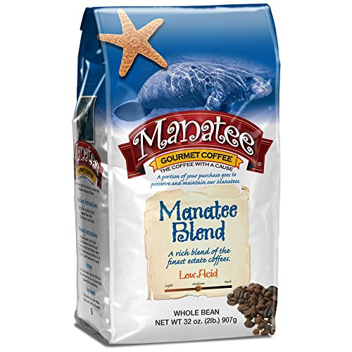 Manatee Whole Bean Coffee Blend 2 Pound Whole Bean Medium Roast Coffee, Rich Low Acidic Blend of the Finest Beans from Colombia Brazil and Sumatra Manatee Whole Bean Coffee Blend 2 Pound Whole Bean Medium Roast Coffee, Rich Low Acidic Blend of the Finest Beans from Colombia Brazil and Sumatra