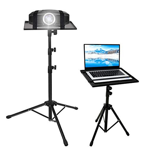 Projector Tripod Stand_ Portable DJ Laptop Stand Adjustable Height 21 to 49 Inch_ Tall Folding Floor Computer Tripod Stand with Tilt Adjustment Tray for Indoor Outdoor Use