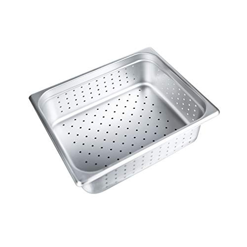 4" Deep Perforated Steam Table Pan Half Size, 6 Quart Stainless Steel Anti-Jam Standard Weight Hotel GN Food Pans - NSF (12.8"L x 10.43"W)