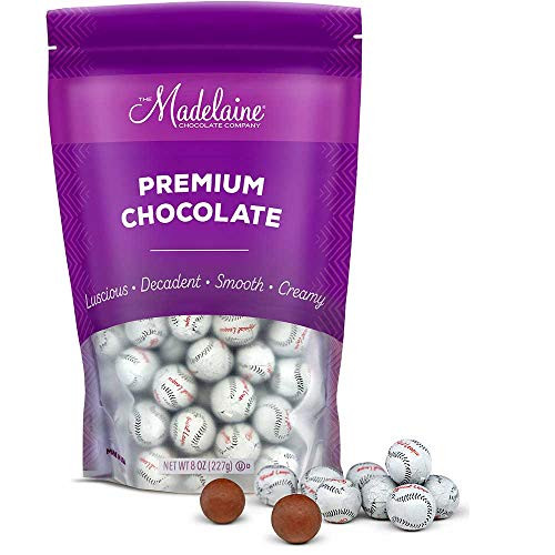 Madelaine Solid Premium Milk Chocolate Baseball Candy Party Favors Wrapped In Italian Foil -1 2 LB- Madelaine Solid Premium Milk Chocolate Baseball Candy Party Favors Wrapped In Italian Foil -1 2 LB-