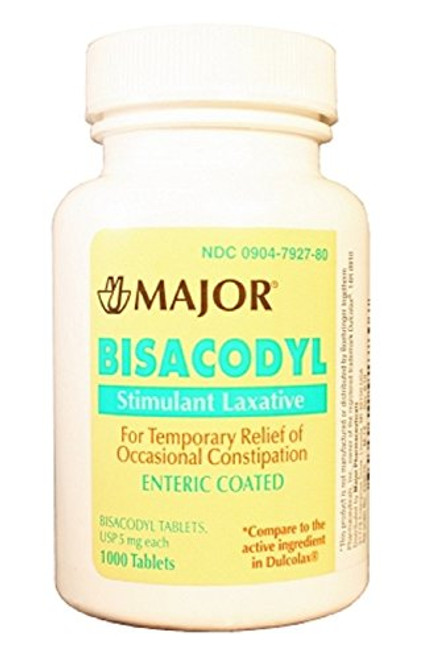 Major Laxative Bisacodyl 5mg 1000 Tabs