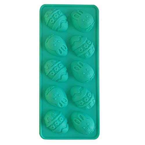 Easter Egg Shaped Silicone Cake Mold  Trays Cooking Supplies for Chocolate  Candies  Ice Cube Trays Baking Molds-10 cavities Easter Eggs- -Green-