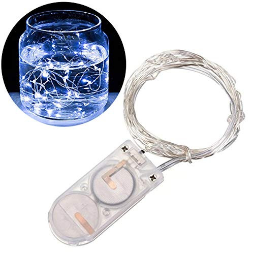 DEALPEAK 2M 20-LED Light Battery Micro Rice Wire Copper Fairy Lights for Party  House Decoration  Bar and Festival -Color   White light1PCS-