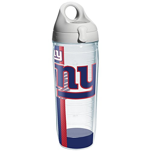 Tervis NFL New York Giants Wrap Individual Water Bottle with Gray Lid, 24 oz, Clear