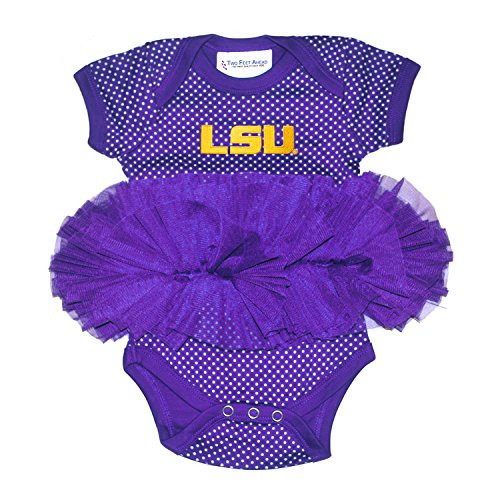 Two Feet Ahead NCAA LSU Tigers Children Girls Pin Dot Tutu Creeper 12 mo Purple