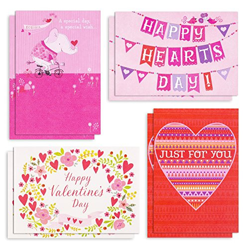 Hallmark Valentines Day Cards Assortment  Happy Hearts -8 Valentine Cards with Envelopes-