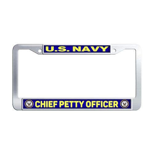 US Navy Chief Petty Officer Auto License Plate Frame Stainless Steel Auto License Tag Holder US Navy Chief Petty Officer Auto License Plate Frame Stainless Steel Auto License Tag Holder