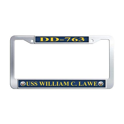 USS William C.Lawe DD-763 Car License Plate Frame Holder  Stainless Steel Car License Plate Holder