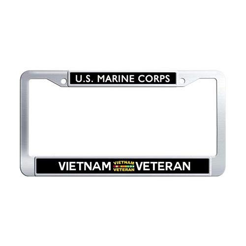 Framespolish US Marine Corps Vietnam Veteran Car License Plate Holder Stainless Steel USMC Military Car Tag Holder