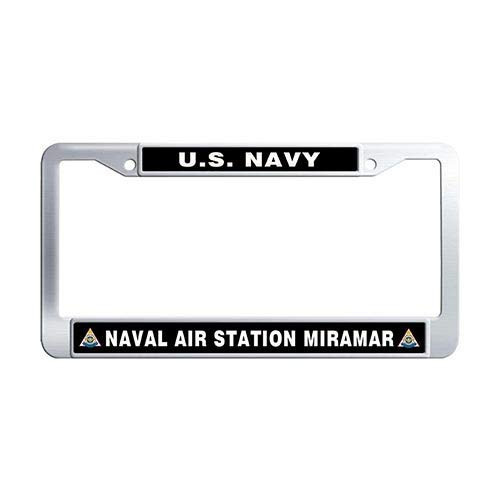 Framespolish US Navy Naval Air Station Miramar Car License Plate Frame Holder Stainless Steel License Plate Covers