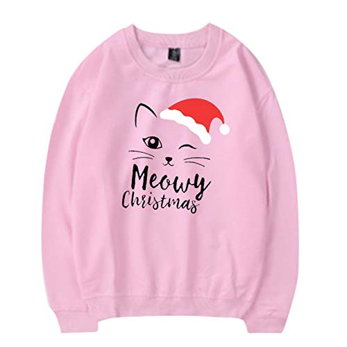 SALIFUN Christmas Sweatshirts for Women Long Sleeve Cat Graphic Pullover Sweater Crewneck Casual Shirts Tops