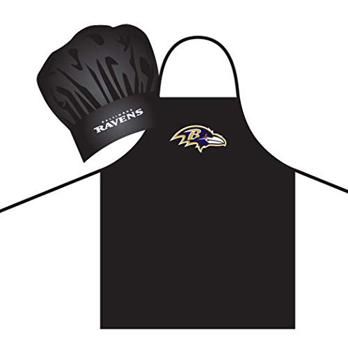 PSG NFL Apron  and  Chef Hat Set for Men Women NFL Football Sport Fan Cook BBQ Tailgate Tailgating -Baltimore Ravens-